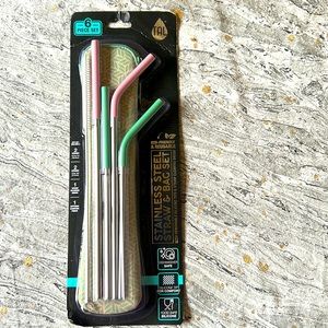 TAL stainless steel straws (4), bag and brush cleaner. NWOT never used